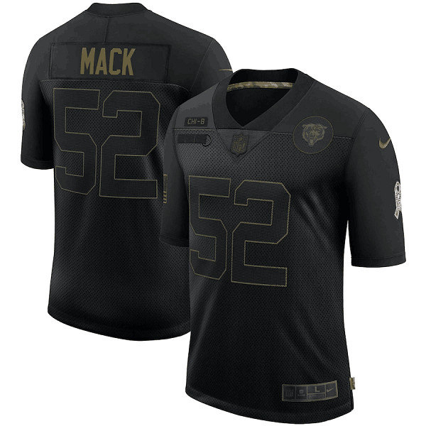 Men's Chicago Bears #52 Khalil Mack Black NFL 2020 Salute To Service Limited Stitched Jersey